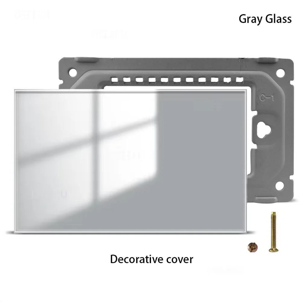 DELEFU Tempered Gray Glass Brazil Standard Outlet Dual Usb Type C Switzerland Wall Socket Light Switch Switzerland 118mm 10A 20A