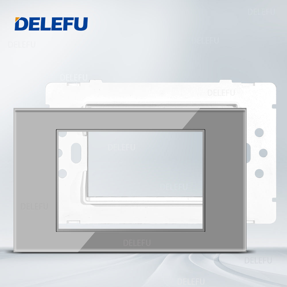 DELEFU Brasil 10A 20A Combinação Livre Padrão Cinza 118mm * 72mm Interruptor DIY CAT6 Computador TV Telefone Satélite Tomada de Parede