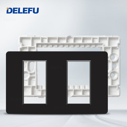 DELEFU Brasil 10A 20A Padrão Combinação Livre Preto 118mm * 72mm DIY Switch CAT6 Computador TV Telefone Satélite Tomada de Parede