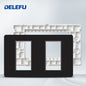 DELEFU Brasil 10A 20A Padrão Combinação Livre Preto 118mm * 72mm DIY Switch CAT6 Computador TV Telefone Satélite Tomada de Parede