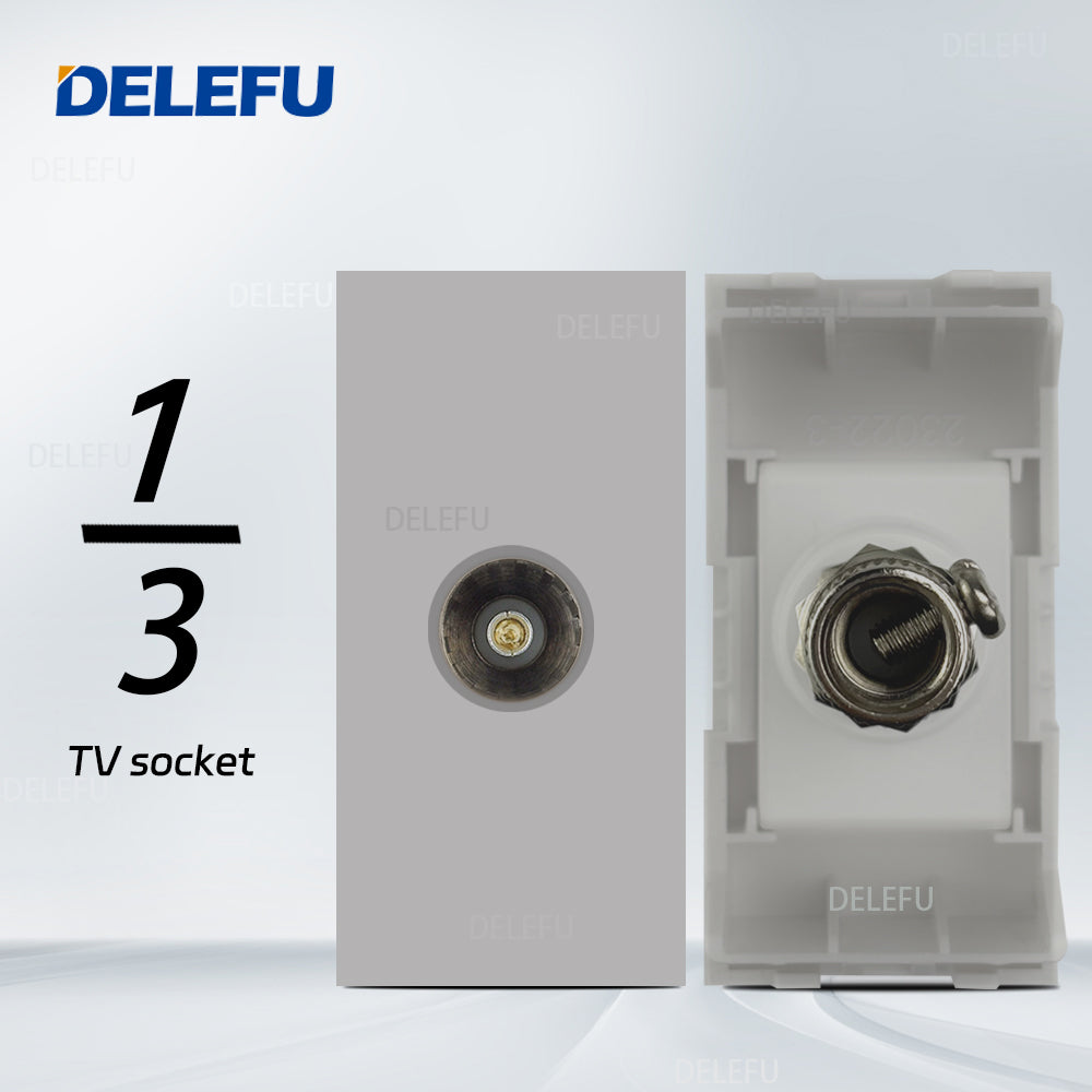 DELEFU Brasil 10A 20A Padrão Combinação Livre Cinza 118mm * 72mm DIY Switch CAT6 Computador TV Telefone Satélite Tomada de Parede