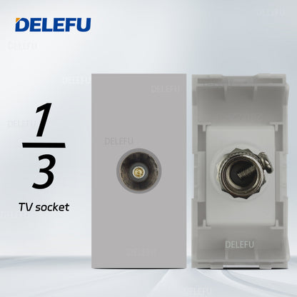 DELEFU Brasil 10A 20A Padrão Combinação Livre Cinza 118mm * 72mm DIY Switch CAT6 Computador TV Telefone Satélite Tomada de Parede