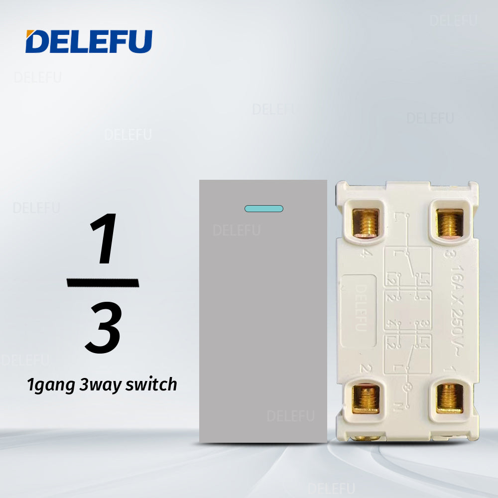 DELEFU Brasil 10A 20A Padrão Combinação Livre Cinza 118mm * 72mm DIY Switch CAT6 Computador TV Telefone Satélite Tomada de Parede