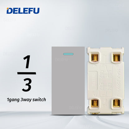 DELEFU Brasil 10A 20A Padrão Combinação Livre Cinza 118mm * 72mm DIY Switch CAT6 Computador TV Telefone Satélite Tomada de Parede