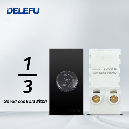 DELEFU Brasil 10A 20A Padrão Combinação Livre Preto 118mm * 72mm DIY Switch CAT6 Computador TV Telefone Satélite Tomada de Parede