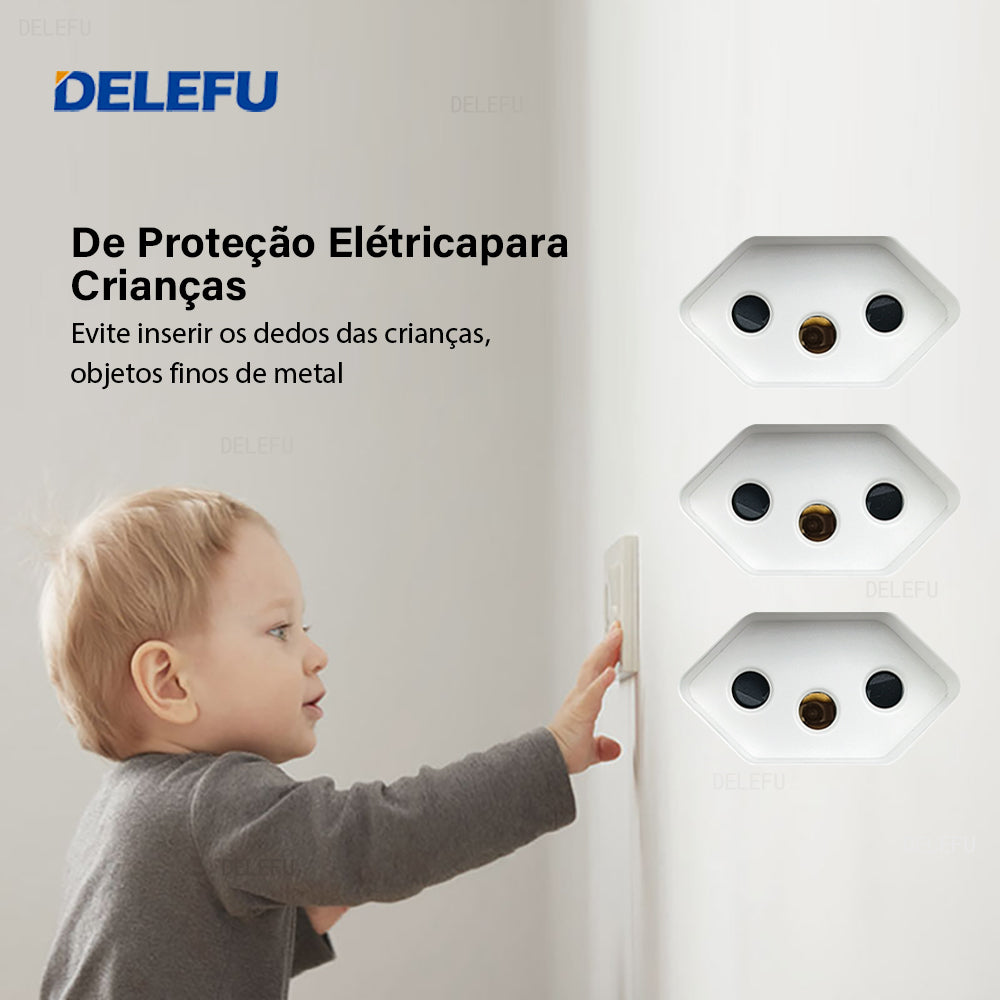 DELEFU À Prova De Fogo PC Brasil Soquete Padrão Duplo USB Tipo-c Interruptor 4 * 2 Preto 10A 20A