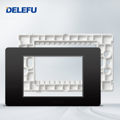 DELEFU Brasil 10A 20A Padrão Combinação Livre Preto 118mm * 72mm DIY Switch CAT6 Computador TV Telefone Satélite Tomada de Parede