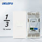 DELEFU Brasil 10A 20A Padrão Combinação Livre Branco 118mm * 72mm DIY Switch CAT6 Computador TV Telefone Satélite Tomada de Parede