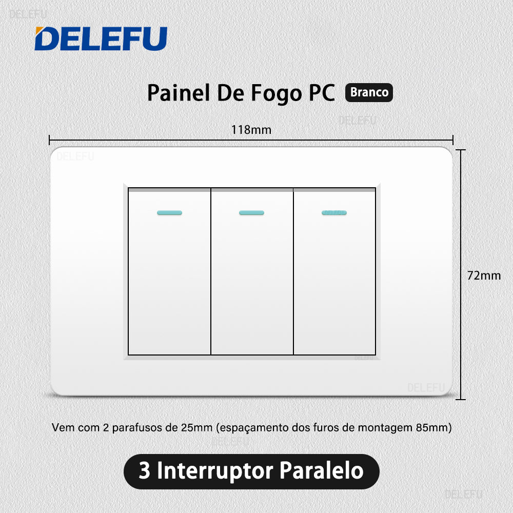 DELEFU À Prova De Fogo PC Brasil Soquete Padrão Duplo USB Tipo-c Interruptor 4 * 2 Branco 10A 20A
