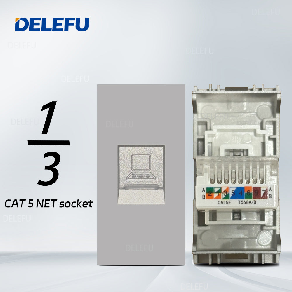DELEFU Brasil 10A 20A Padrão Combinação Livre Cinza 118mm * 72mm DIY Switch CAT6 Computador TV Telefone Satélite Tomada de Parede