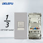 DELEFU Brasil 10A 20A Padrão Combinação Livre Cinza 118mm * 72mm DIY Switch CAT6 Computador TV Telefone Satélite Tomada de Parede