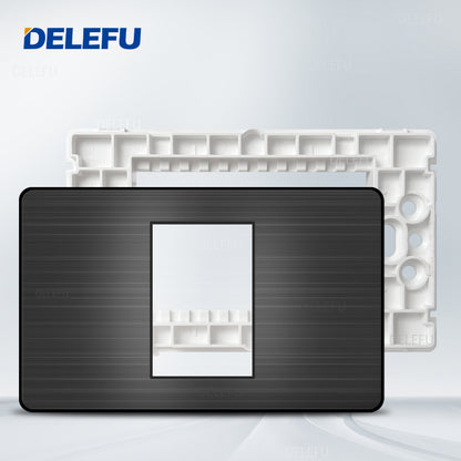 DELEFU Brasil 10A 20A Padrão Combinação Livre Preto 118mm * 72mm DIY Switch CAT6 Computador TV Telefone Satélite Tomada de Parede