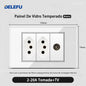 DELEFU 4*2 Branco Temperado Vidro Brasil Soquete Padrão Duplo Usb Tipo C Parede Soquete Interruptor 10A 20A