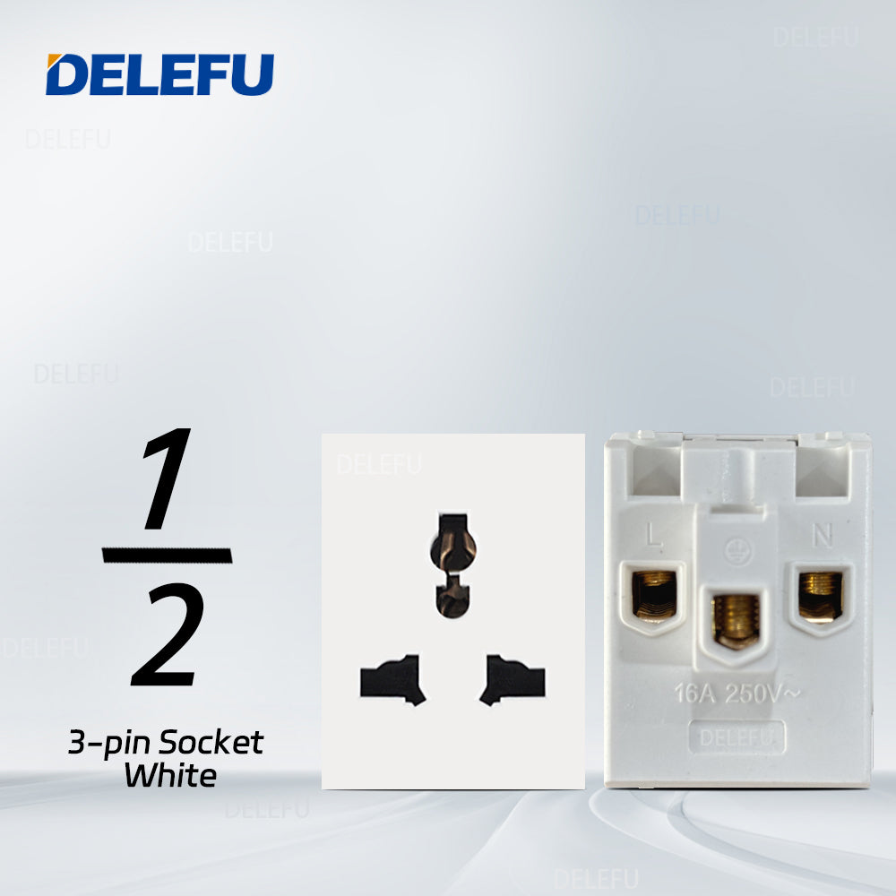 DELEFU Brasil 10A 20A Padrão Combinação Livre Branco 118mm * 72mm DIY Switch CAT6 Computador TV Telefone Satélite Tomada de Parede