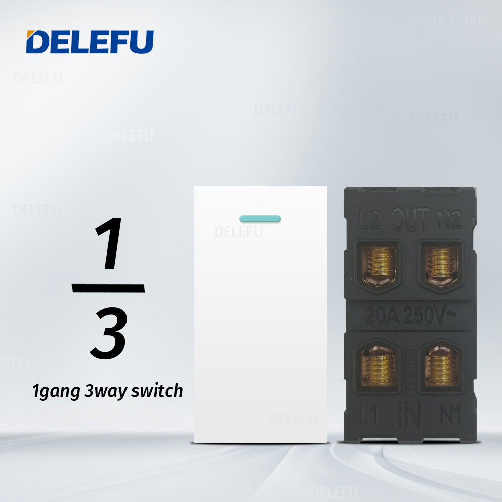 DELEFU Brasil 10A 20A Padrão Combinação Livre Branco 118mm * 72mm DIY Switch CAT6 Computador TV Telefone Satélite Tomada de Parede
