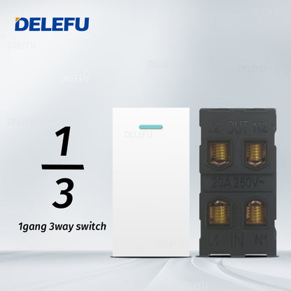 DELEFU Brasil 10A 20A Padrão Combinação Livre Branco 118mm * 72mm DIY Switch CAT6 Computador TV Telefone Satélite Tomada de Parede