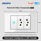 DELEFU 4*2 Branco Temperado Vidro Brasil Soquete Padrão Duplo Usb Tipo C Parede Soquete Interruptor 10A 20A