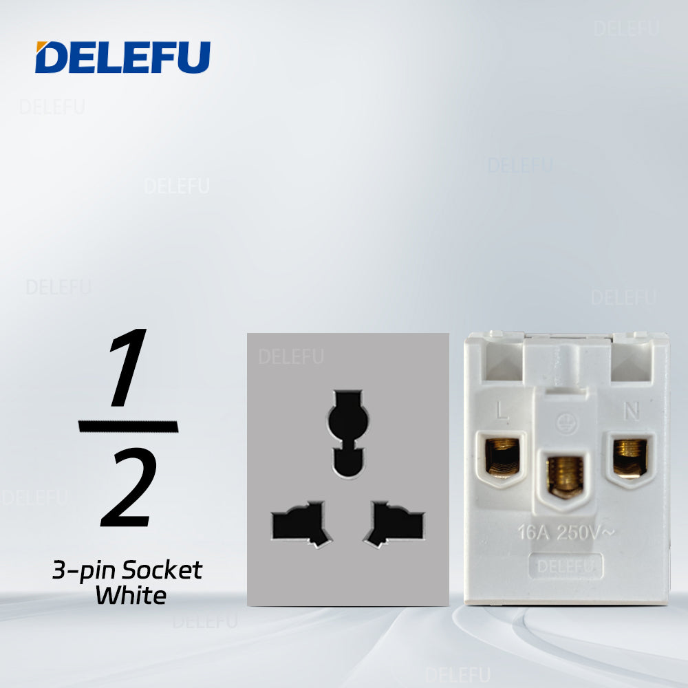 DELEFU Brasil 10A 20A Padrão Combinação Livre Cinza 118mm * 72mm DIY Switch CAT6 Computador TV Telefone Satélite Tomada de Parede