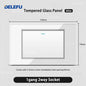 DELEFU 4*2 Branco Temperado Vidro Brasil Soquete Padrão Duplo Usb Tipo C Parede Soquete Interruptor 10A 20A