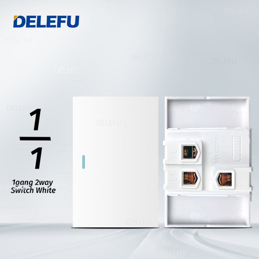 DELEFU Brasil 10A 20A Padrão Combinação Livre Branco 118mm * 72mm DIY Switch CAT6 Computador TV Telefone Satélite Tomada de Parede