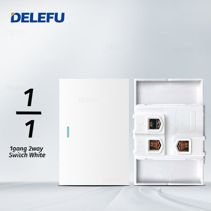 DELEFU Brasil 10A 20A Padrão Combinação Livre Branco 118mm * 72mm DIY Switch CAT6 Computador TV Telefone Satélite Tomada de Parede