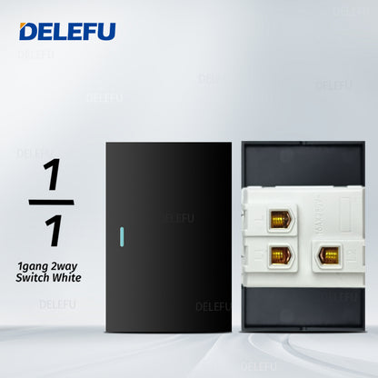 DELEFU Brasil 10A 20A Padrão Combinação Livre Preto 118mm * 72mm DIY Switch CAT6 Computador TV Telefone Satélite Tomada de Parede