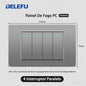 DELEFU À Prova De Fogo PC Brasil Soquete Padrão Duplo USB Tipo-c Interruptor 4 * 2 Cinza 10A 20A