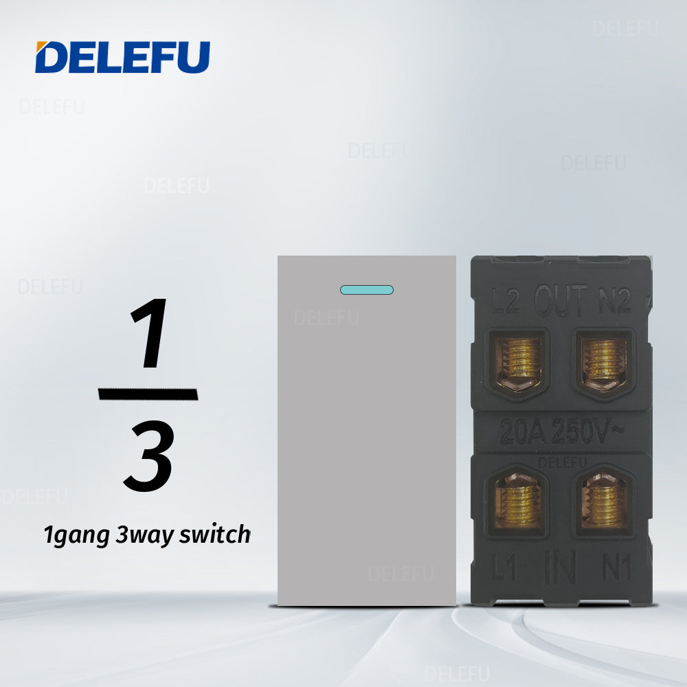 DELEFU Brasil 10A 20A Padrão Combinação Livre Cinza 118mm * 72mm DIY Switch CAT6 Computador TV Telefone Satélite Tomada de Parede