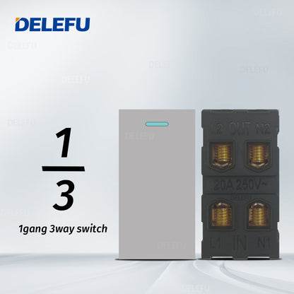 DELEFU Brasil 10A 20A Padrão Combinação Livre Cinza 118mm * 72mm DIY Switch CAT6 Computador TV Telefone Satélite Tomada de Parede