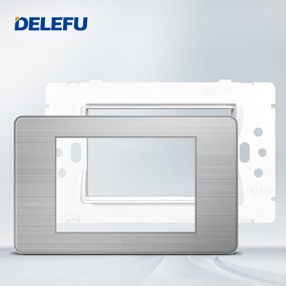 DELEFU Brasil 10A 20A Padrão Combinação Livre Cinza 118mm * 72mm DIY Switch CAT6 Computador TV Telefone Satélite Tomada de Parede