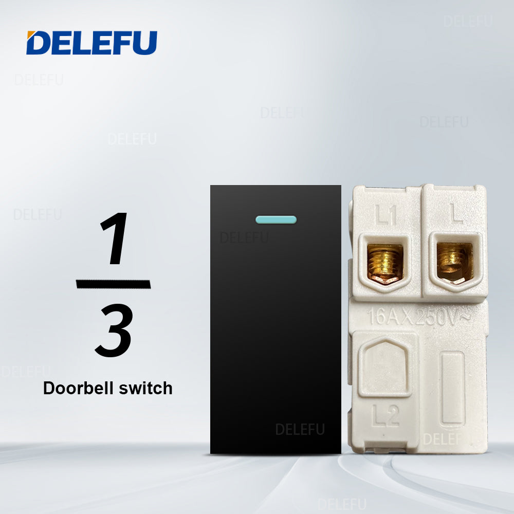 DELEFU Brasil 10A 20A Padrão Combinação Livre Preto 118mm * 72mm DIY Switch CAT6 Computador TV Telefone Satélite Tomada de Parede
