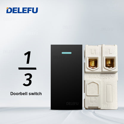 DELEFU Brasil 10A 20A Padrão Combinação Livre Preto 118mm * 72mm DIY Switch CAT6 Computador TV Telefone Satélite Tomada de Parede