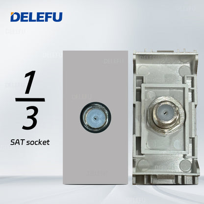 DELEFU Brasil 10A 20A Padrão Combinação Livre Cinza 118mm * 72mm DIY Switch CAT6 Computador TV Telefone Satélite Tomada de Parede