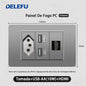 DELEFU À Prova De Fogo PC Brasil Soquete Padrão Duplo USB Tipo-c Interruptor 4 * 2 Cinza 10A 20A