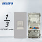 DELEFU Brasil 10A 20A Padrão Combinação Livre Cinza 118mm * 72mm DIY Switch CAT6 Computador TV Telefone Satélite Tomada de Parede