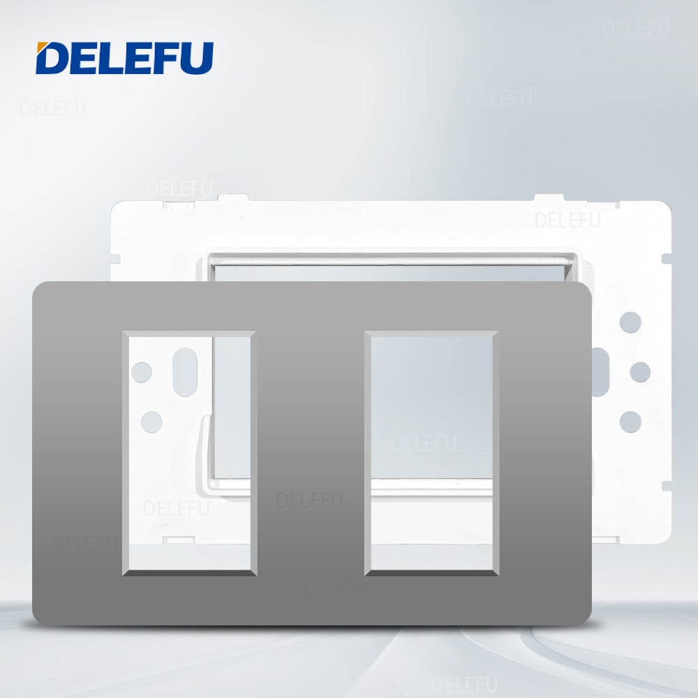 DELEFU Brasil 10A 20A Padrão Combinação Livre Cinza 118mm * 72mm DIY Switch CAT6 Computador TV Telefone Satélite Tomada de Parede