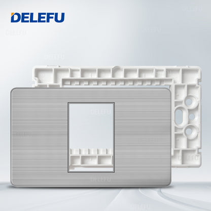 DELEFU Brasil 10A 20A Padrão Combinação Livre Branco 118mm * 72mm DIY Switch CAT6 Computador TV Telefone Satélite Tomada de Parede