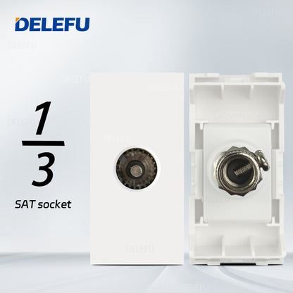 DELEFU Brasil 10A 20A Padrão Combinação Livre Branco 118mm * 72mm DIY Switch CAT6 Computador TV Telefone Satélite Tomada de Parede