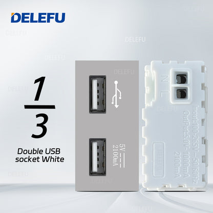 DELEFU Brasil 10A 20A Padrão Combinação Livre Cinza 118mm * 72mm DIY Switch CAT6 Computador TV Telefone Satélite Tomada de Parede