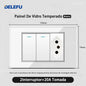 DELEFU 4*2 Branco Temperado Vidro Brasil Soquete Padrão Duplo Usb Tipo C Parede Soquete Interruptor 10A 20A