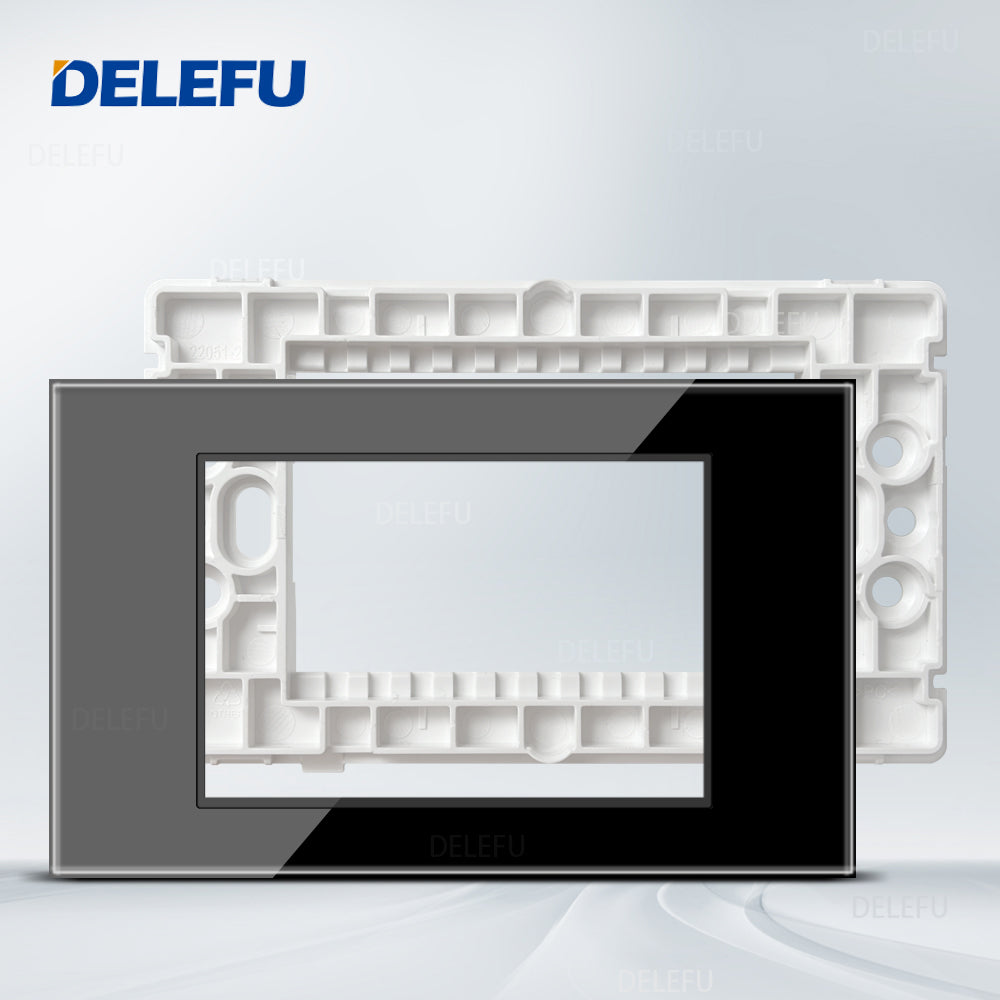 DELEFU Brasil 10A 20A Padrão Combinação Livre Preto 118mm * 72mm DIY Switch CAT6 Computador TV Telefone Satélite Tomada de Parede