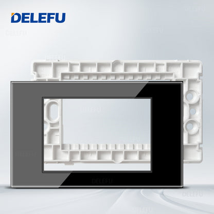 DELEFU Brasil 10A 20A Padrão Combinação Livre Preto 118mm * 72mm DIY Switch CAT6 Computador TV Telefone Satélite Tomada de Parede