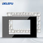 DELEFU Brasil 10A 20A Padrão Combinação Livre Preto 118mm * 72mm DIY Switch CAT6 Computador TV Telefone Satélite Tomada de Parede