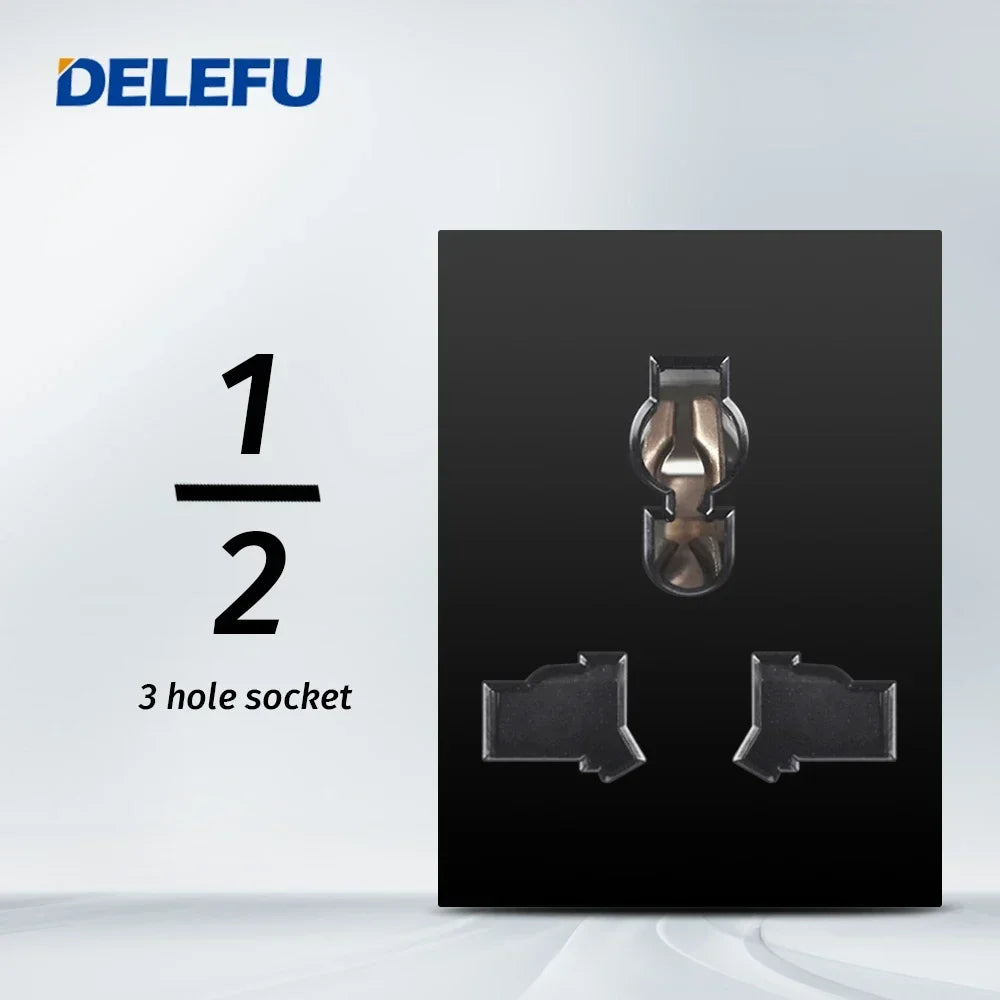 DELEFU Brazil Italian Chile Mexico Standard Free Combination Function USB Type C Key DIY Switch Socket 4*2 Black 4*4 Fast Charge