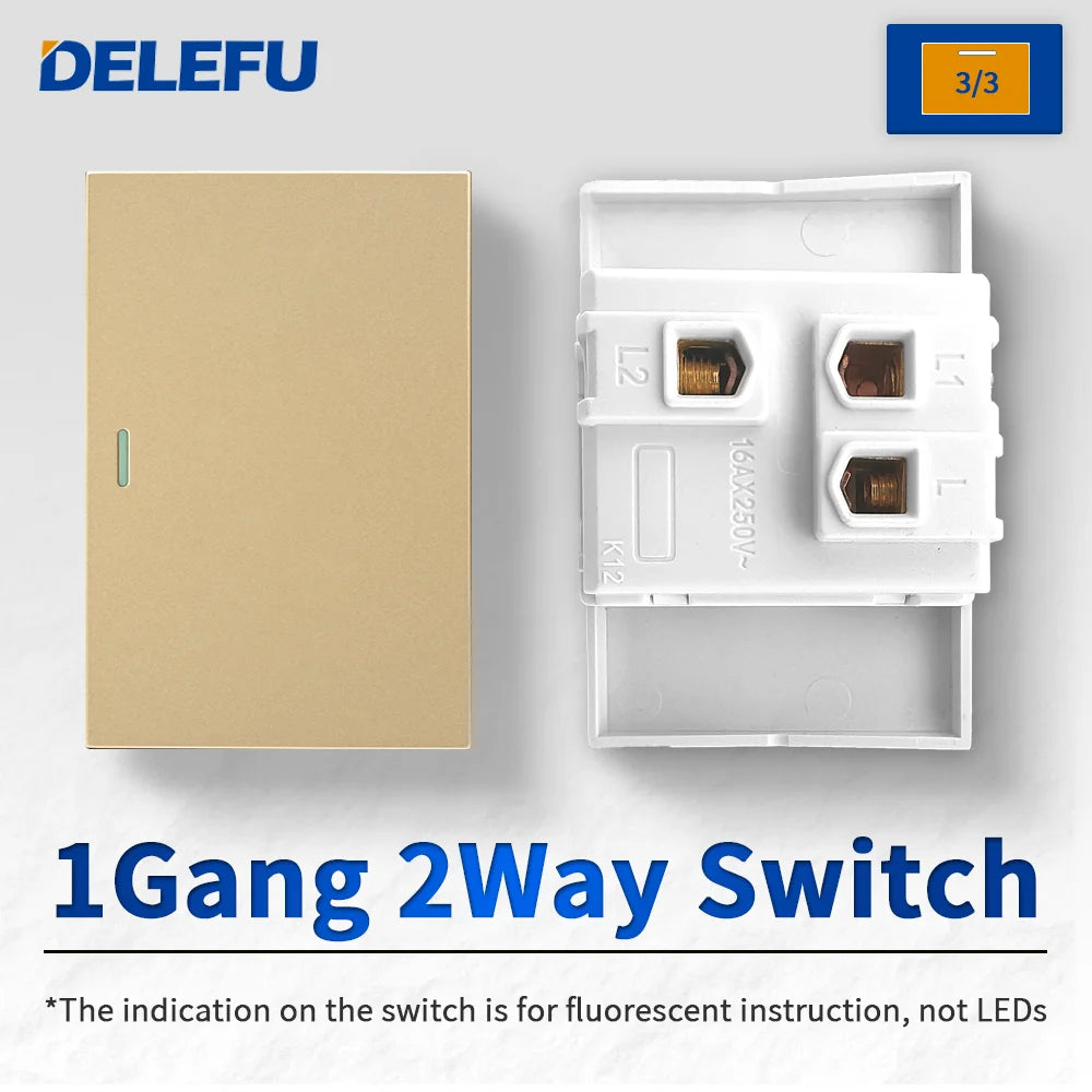 DELEFU Brazil Italian Chile Mexico Standard Free Combination Function USB Type C Key DIY Switch Socket 4*2 Gold 4*4 Fast Charge