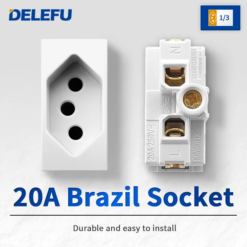 DELEFU Brazil Italian Chile Mexico Standard Free Combination Function USB Type C Key DIY Switch Socket 4*2 White 4*4 Fast Charge