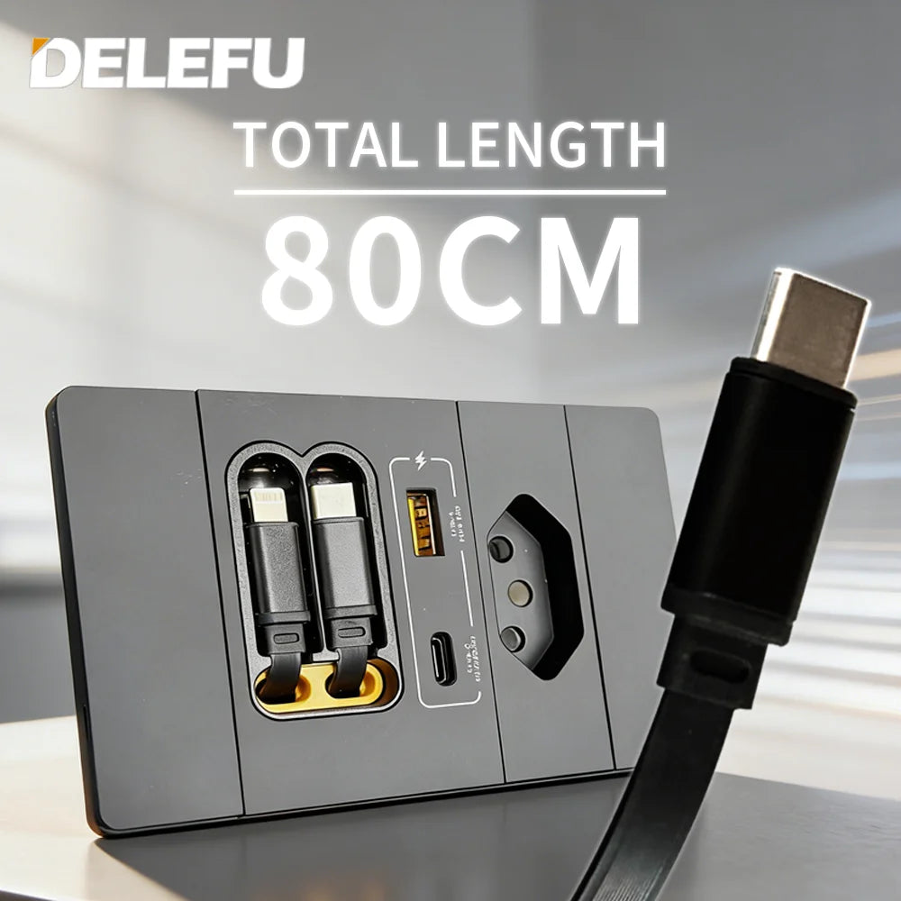 DELEFU Cable Dual Charging Brazil Chile Socket Outlet Wall USB TypeC 20W Smart Fast Ports Mobile Phone Gray  Black  White