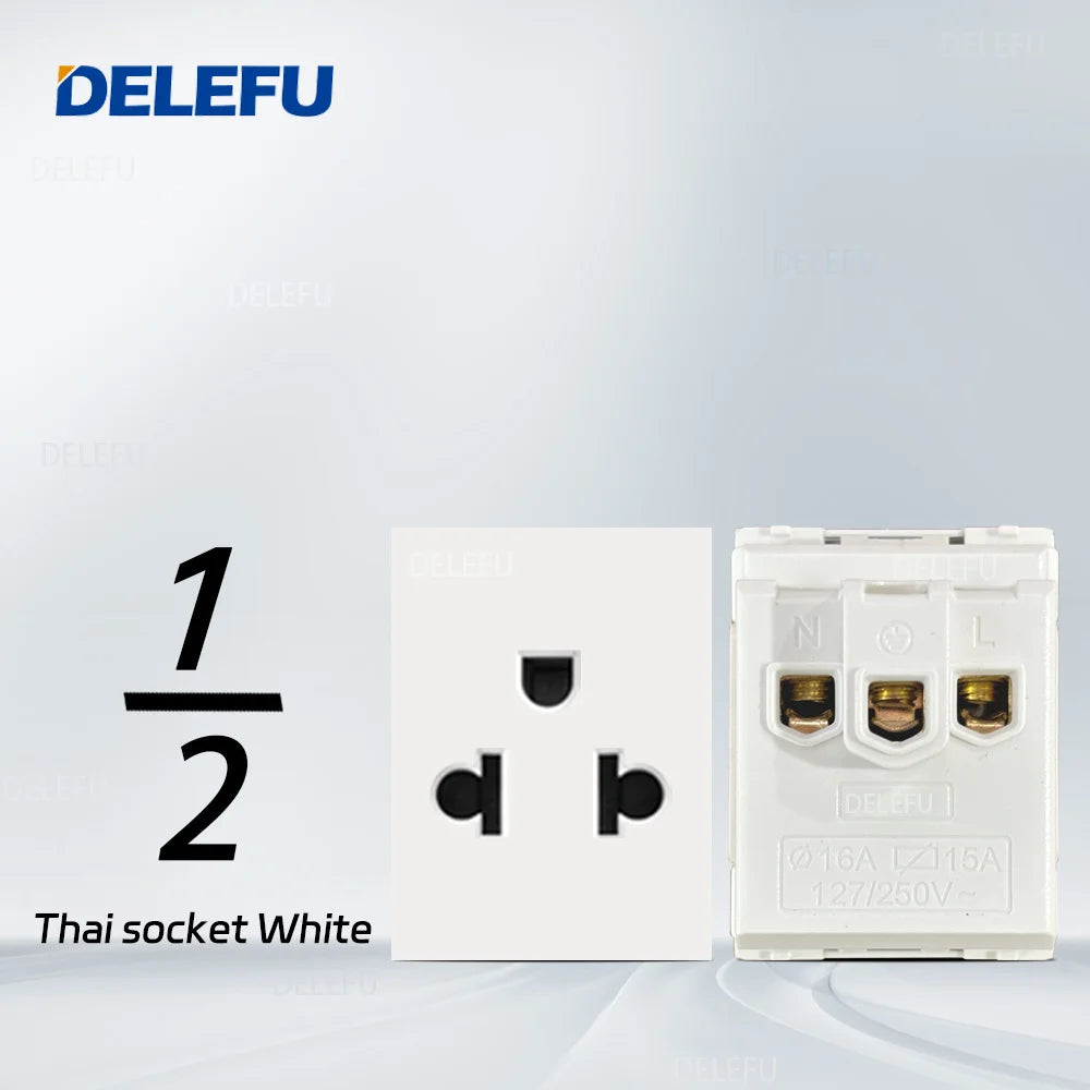 DELEFU Brazil Italian Chile Mexico Standard Free Combination Function USB Type C Key DIY Switch Socket 4*2 White 4*4 Fast Charge