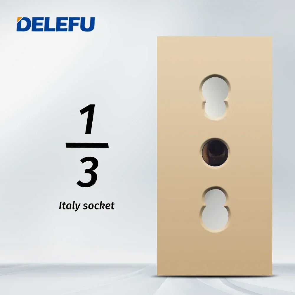 DELEFU Brazil Italian Chile Mexico Standard Free Combination Function USB Type C Key DIY Switch Socket 4*2 Gold 4*4 Fast Charge