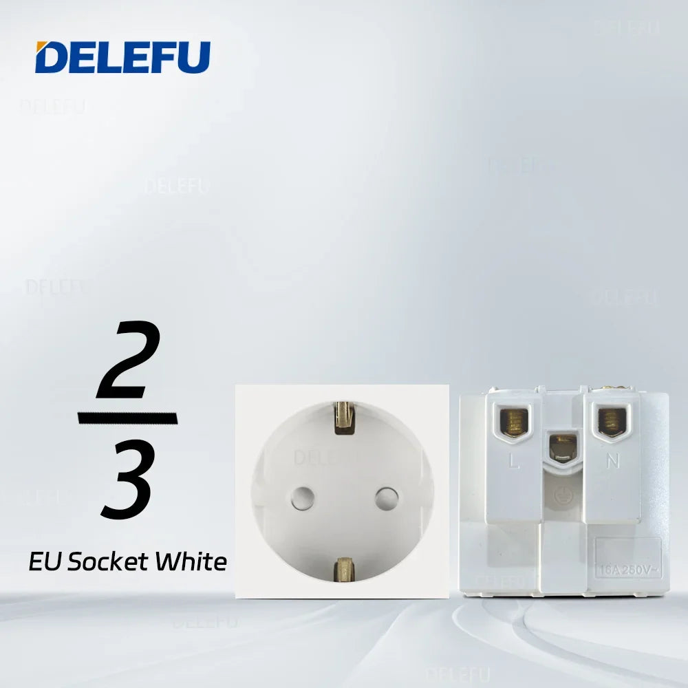 DELEFU Brazil Italian Chile Mexico Standard Free Combination Function USB Type C Key DIY Switch Socket 4*2 White 4*4 Fast Charge